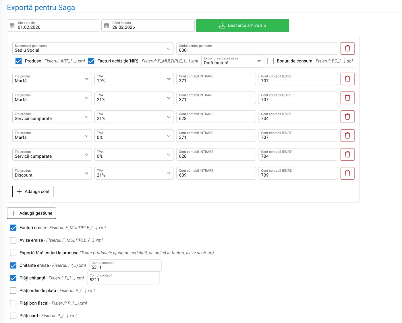 Export contabilitate RezoSoft