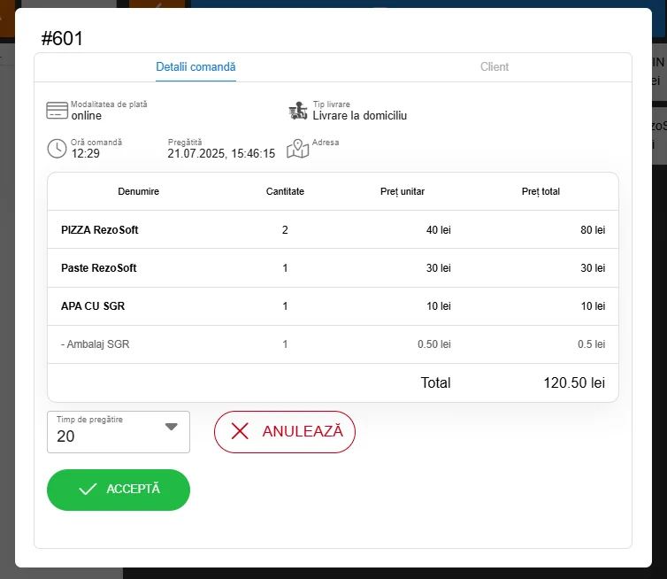 Integrare Wolt RezoSoft